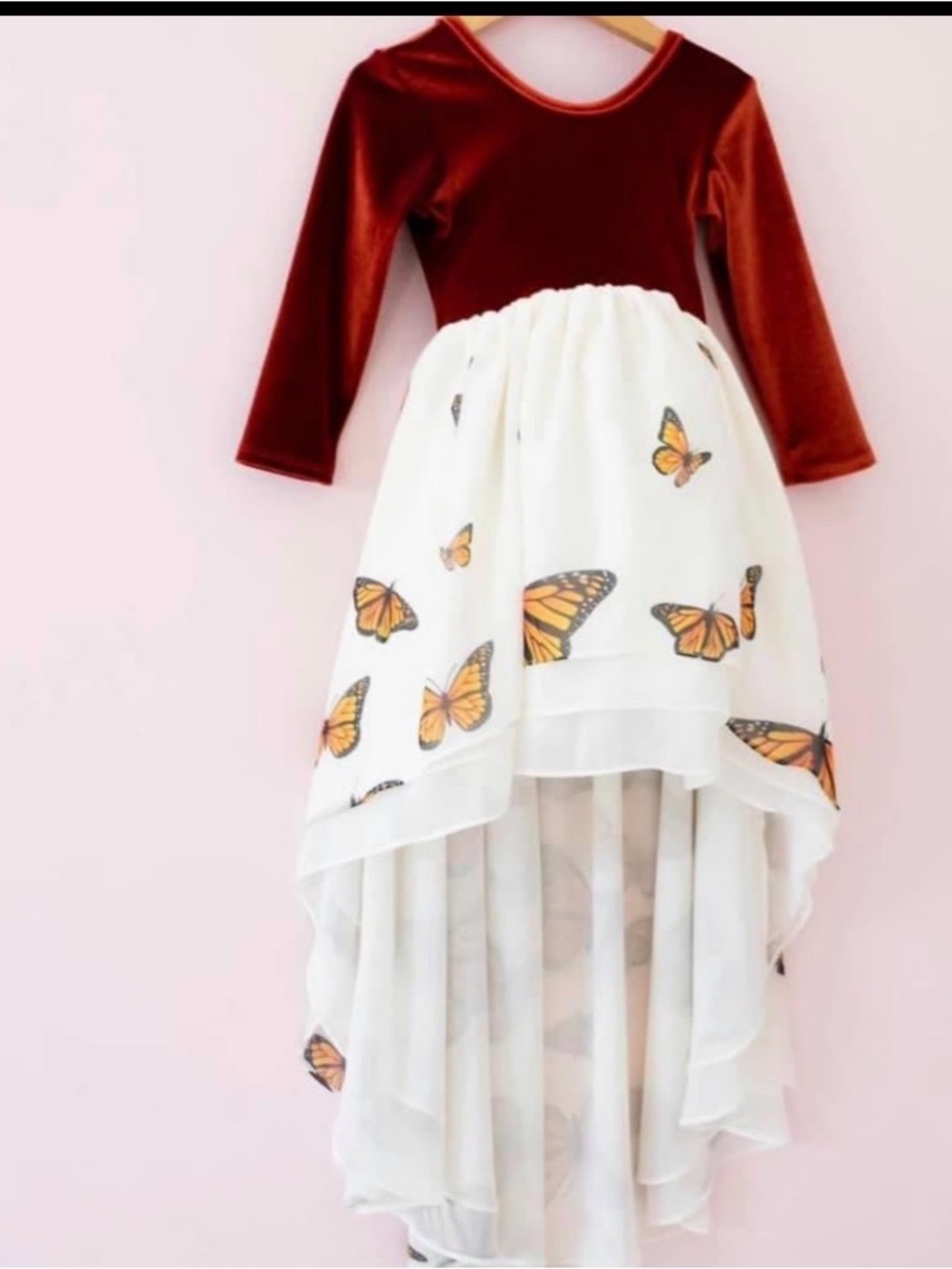 Pleiades Monarch Butterfly Velvet High-Low Dress Sz 6